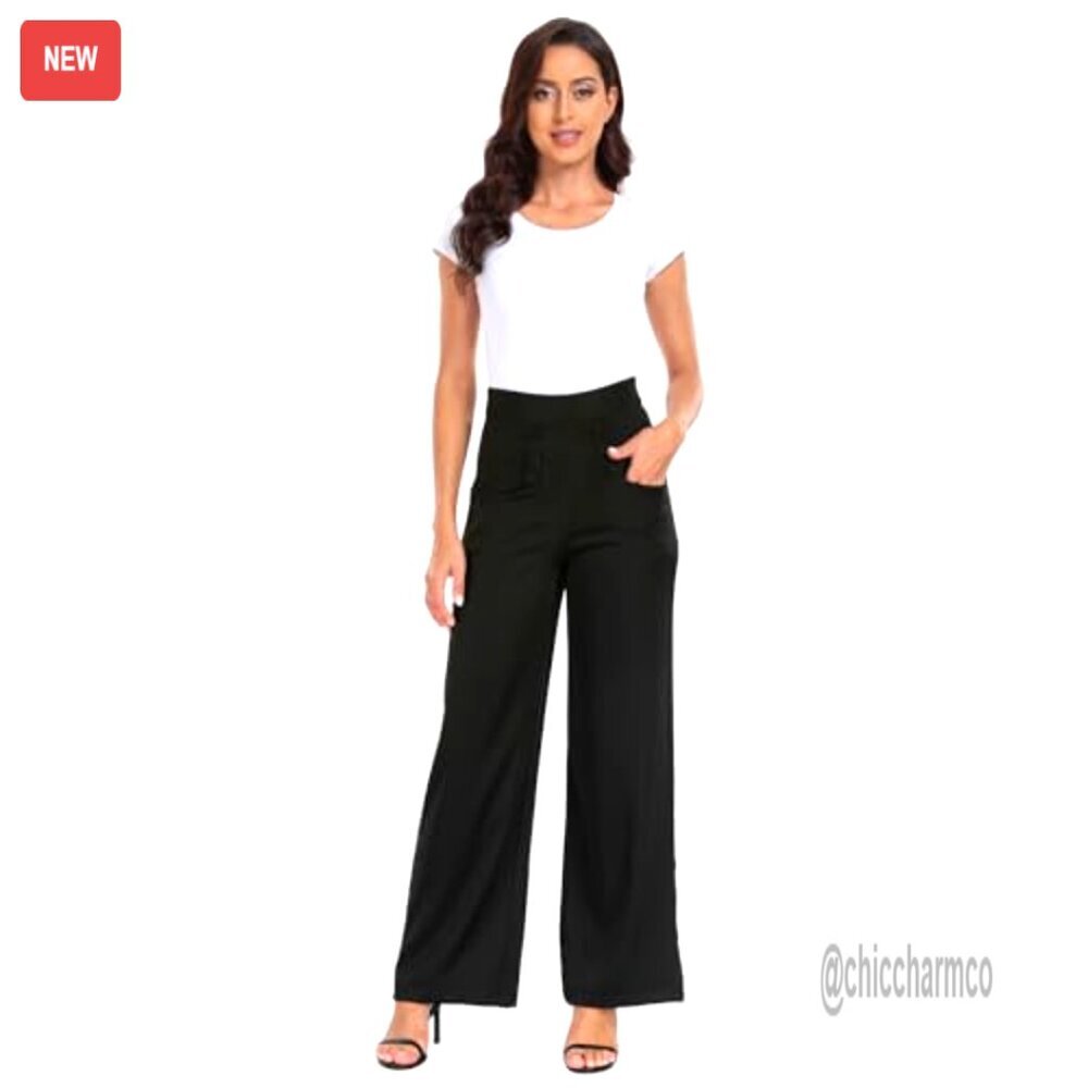 High Waisted Wide Leg Palazzo Pants for Women Office Business Casual - Picture 6 of 7